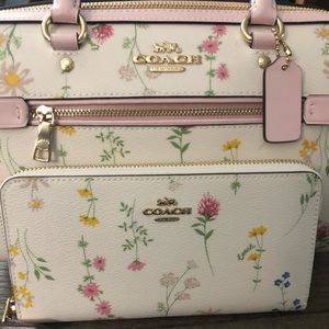 Coach Wildflower Print Rowan Satchel and Wallet